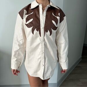 Women’s Cream and Brown Jacket/Shirt